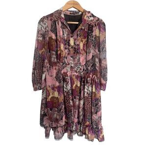 Dolce & Gabbana Ruffled Floral-Print Silk-Chiffon Dress Small Fairycore